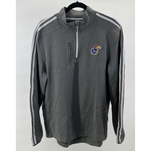 Kansas Jayhawks Adidas Pullover Mens XL 1/4 Zip Performance Gray Sweater